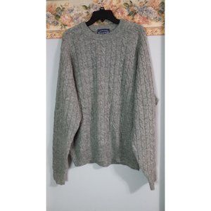 Bowen & Wright XL Grey Shetland Wool Cable Knit Nautical Fisher Outdoor Sweater